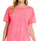 Acid Wash Round Neck Top