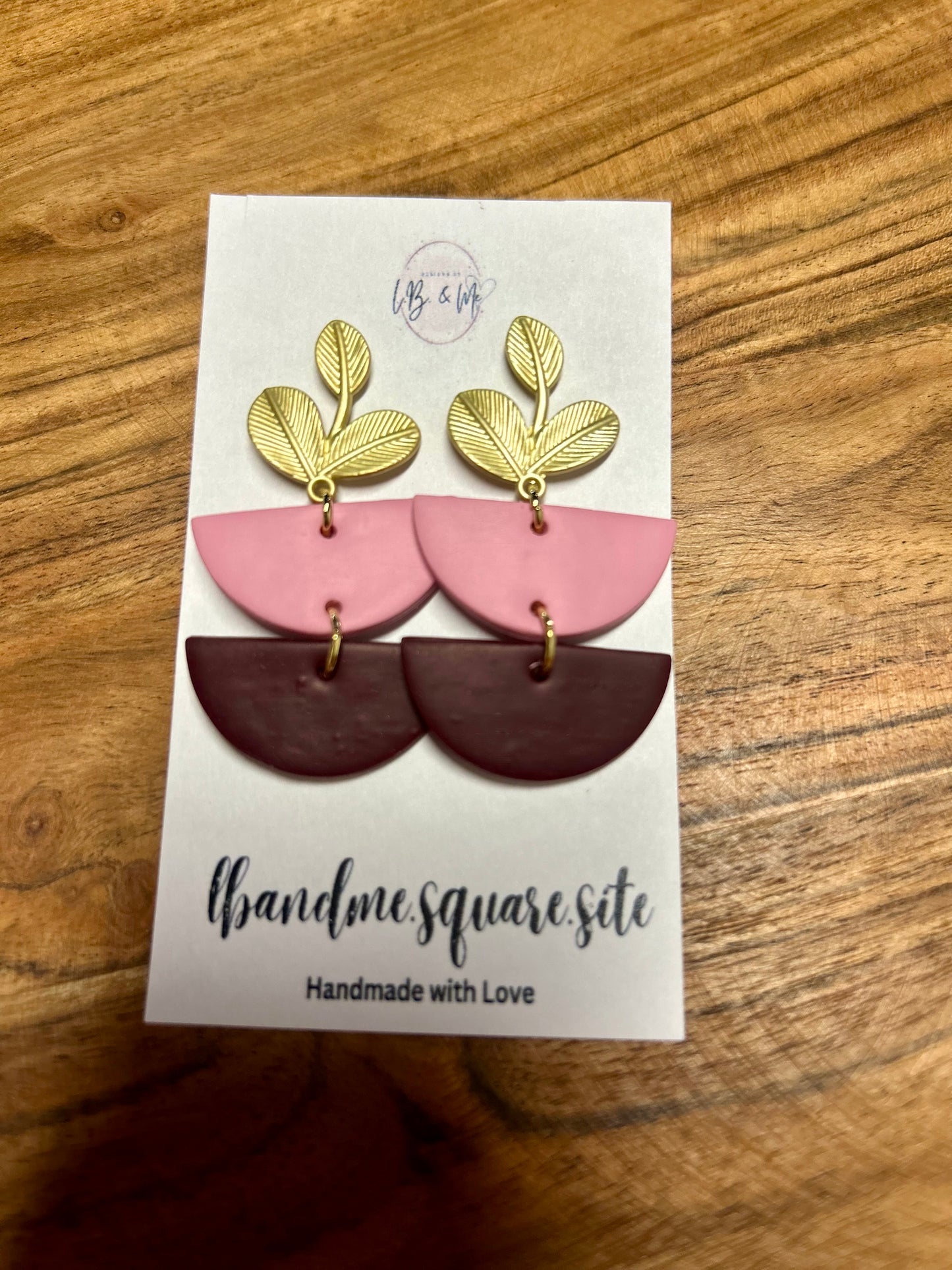 Maroon and Pink Dangle Earrings