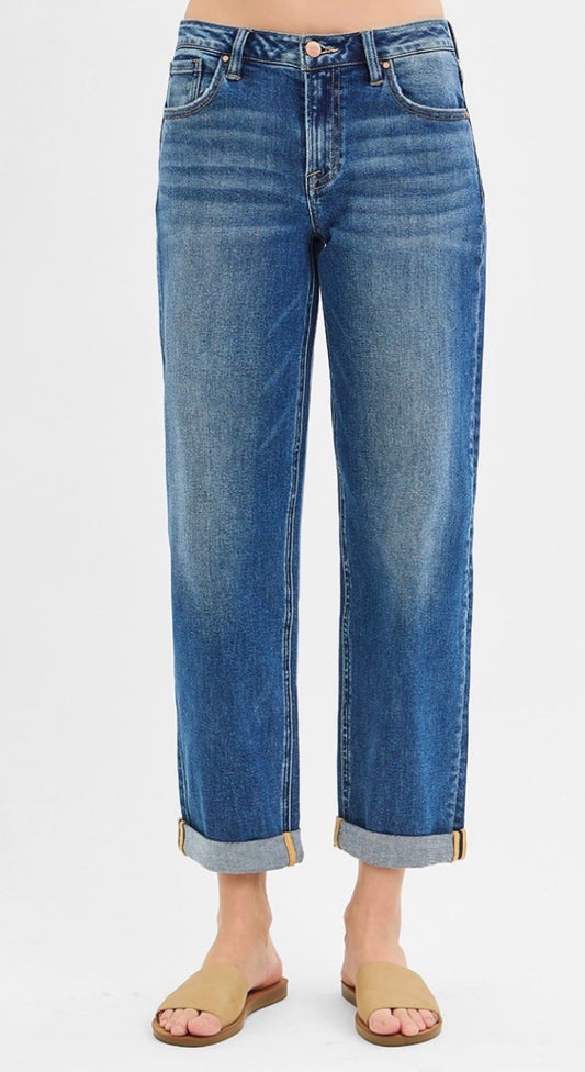 Mid Rise Roll Up Jeans