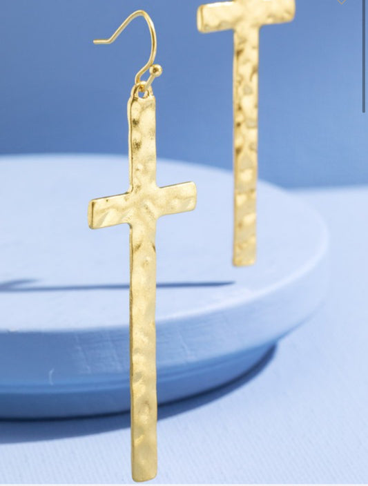 Gold Cross Earrings