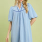 Sky Blue Puff Sleeve Dress