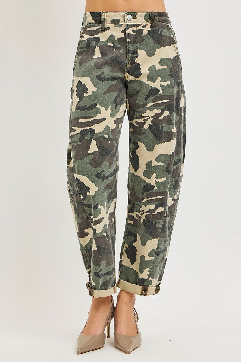 Faded Camo Ankle Barrel Jeans