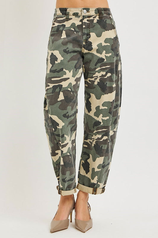 Faded Camo Ankle Barrel Jeans