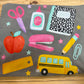 Gray School Supplies Tee