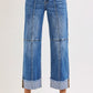 Cropped Wide Seam Detailed Jeans