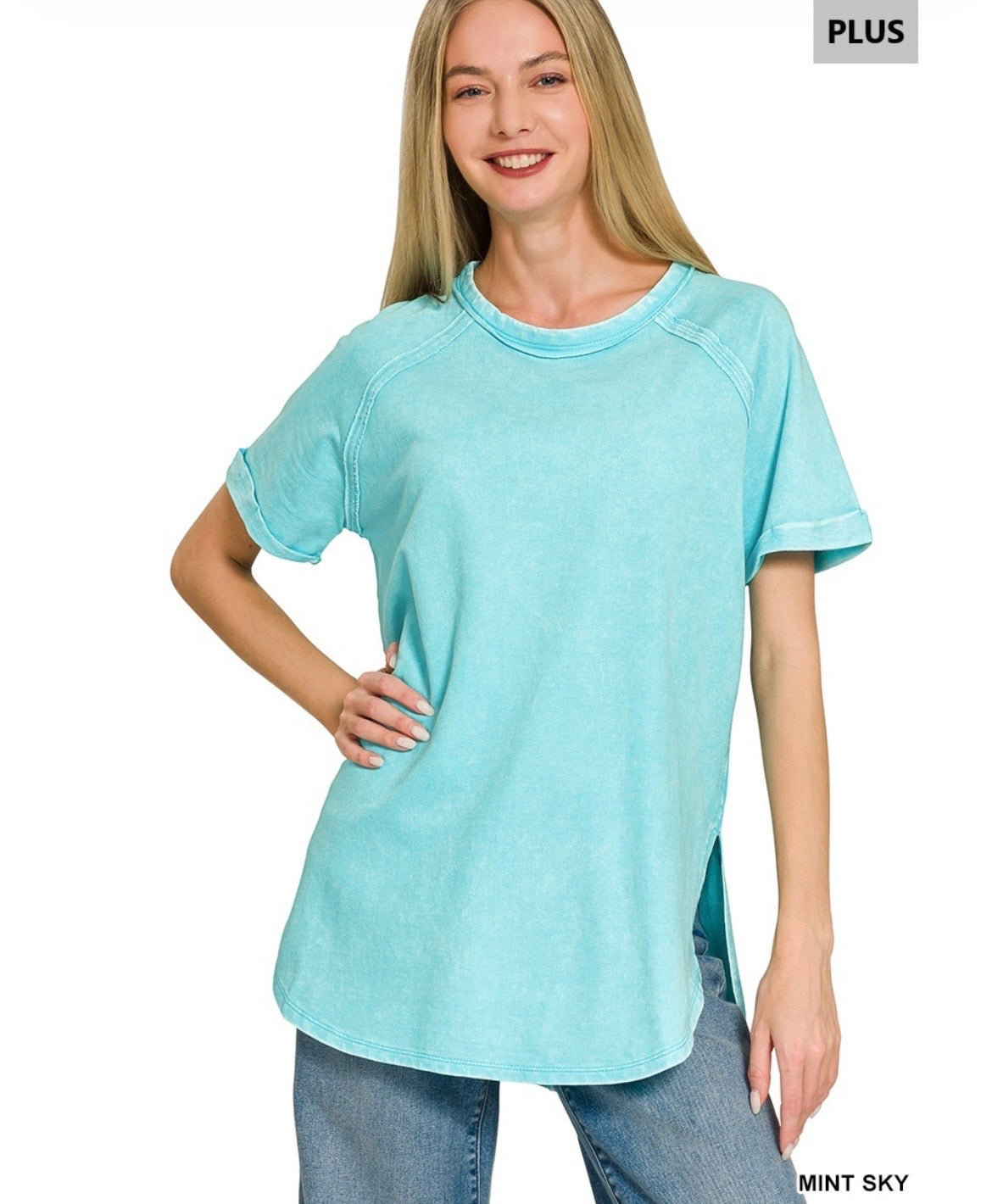 Acid Wash Pullover Top