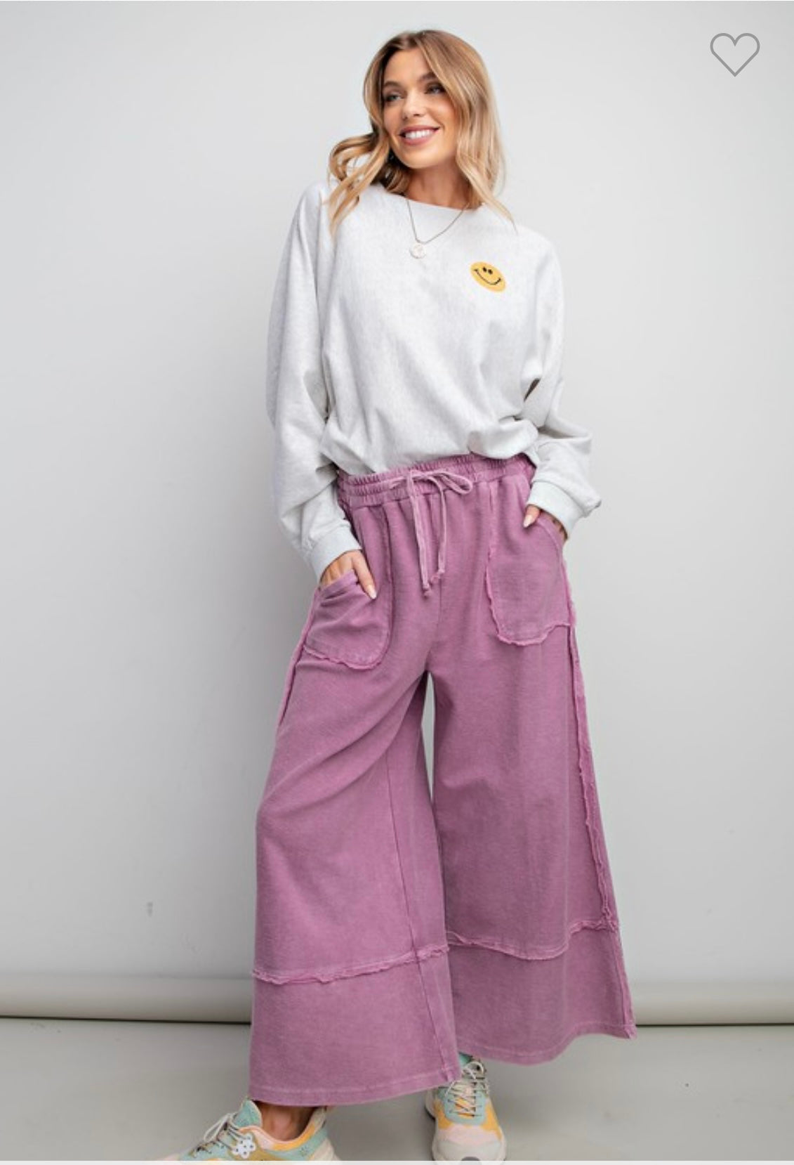 Wild Berry Mineral Washed Wide Leg Pants