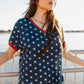 Blue & White Stars V Neck Top