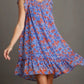 Red and Blue Floral Dress