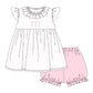 Pink Gingham Cross Trio Bubble Short Set