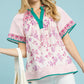 Pink Floral Striped Top