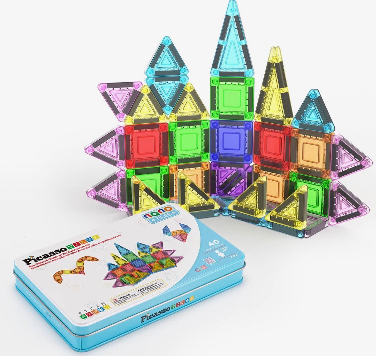 40pc Nano Magnetic Building Tiles Construction Travel Set