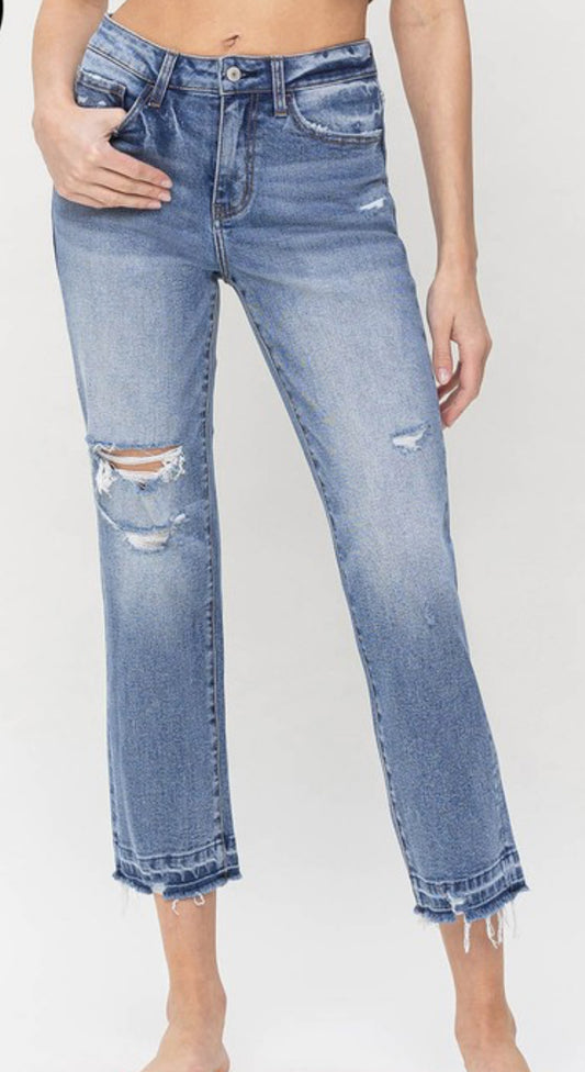 Plus High Rise Cropped Straight Jeans