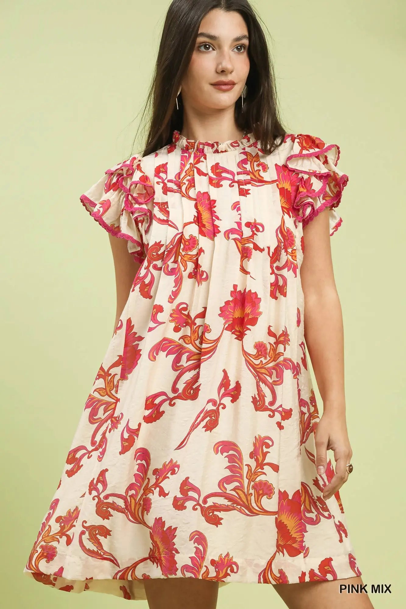 Pink Mix Floral Swing Dress