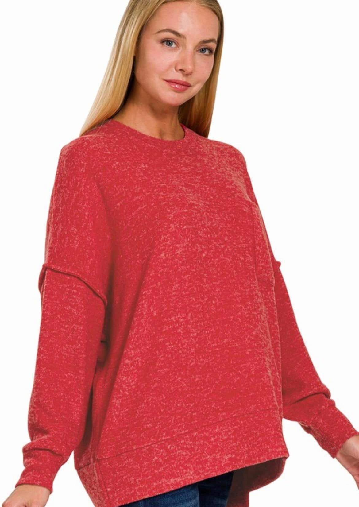 Red Sweater With Pocket