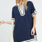 Navy White Trim Dress