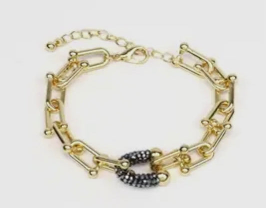 Gold & Black Chain Bracelet