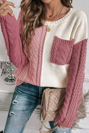 Rose & White Sweater