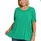 Plus Washed Ribbed Short Sleeve Top