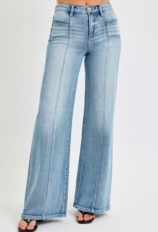 Mid Rise Patch Pocket Jeans