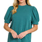 Ribbed Puff Sleeve Top