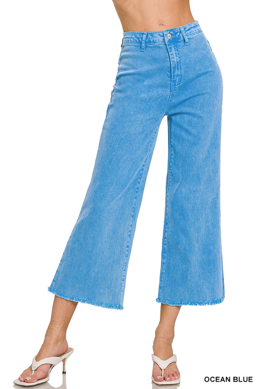 Acid Washed Frayed Jeans