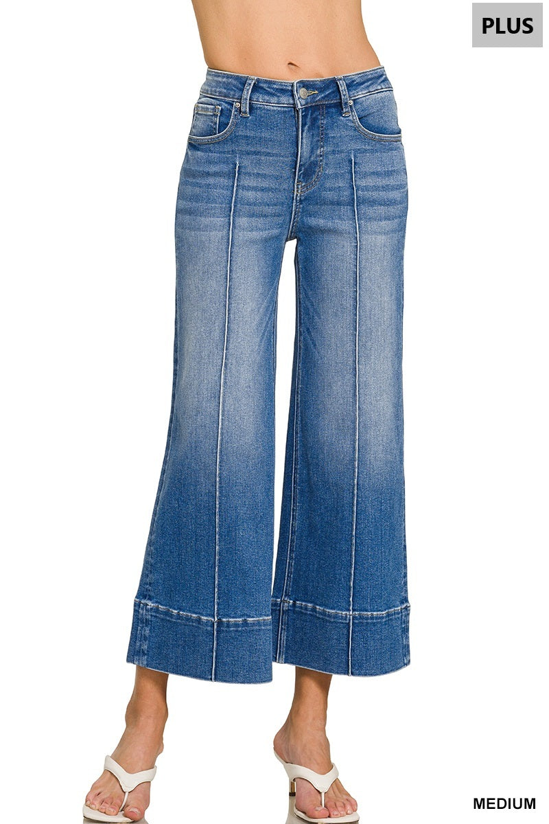 Cropped Pintuck Jeans