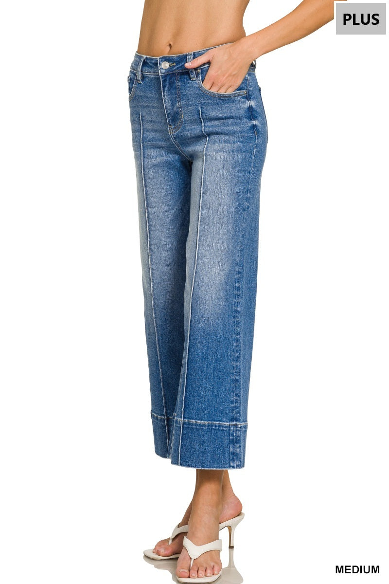 Cropped Pintuck Jeans