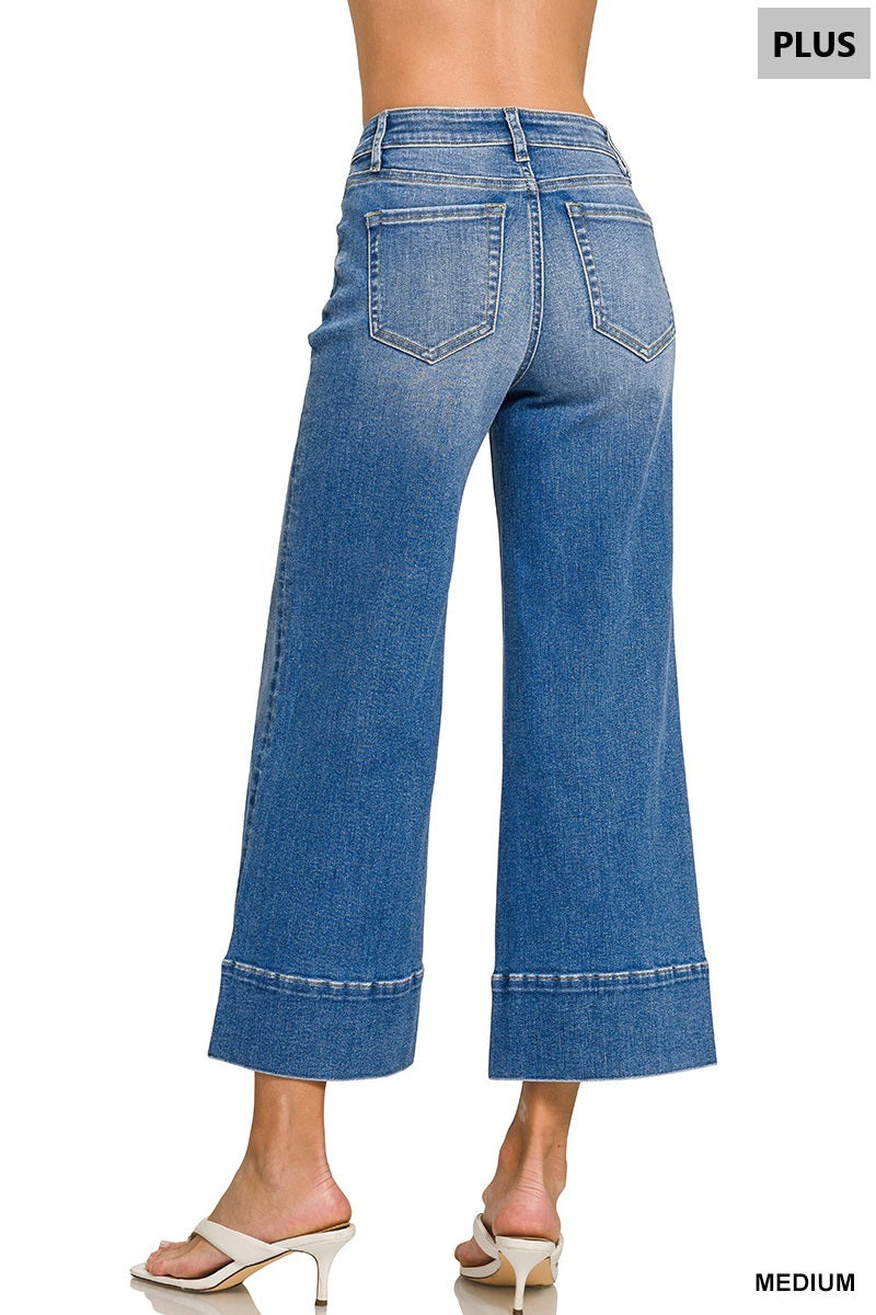 Cropped Pintuck Jeans