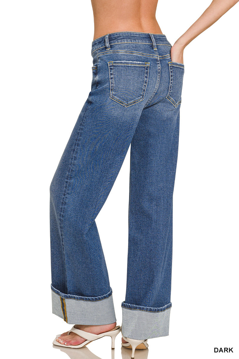 Cuffed Pintuck Jeans