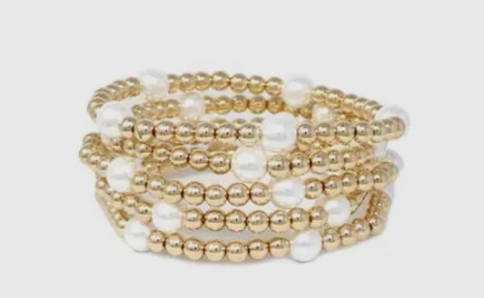 Gold Beaded Bracelet Stack