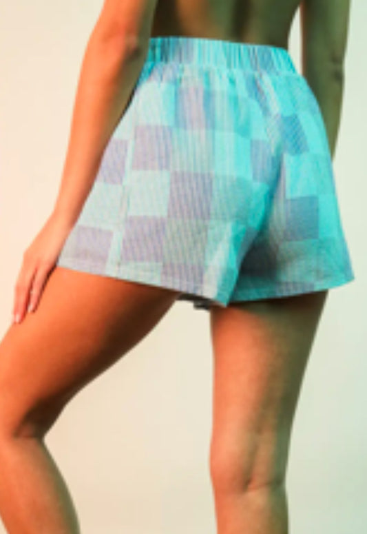 Blue Checkered Shorts