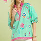 Mint Smocked Collar Top