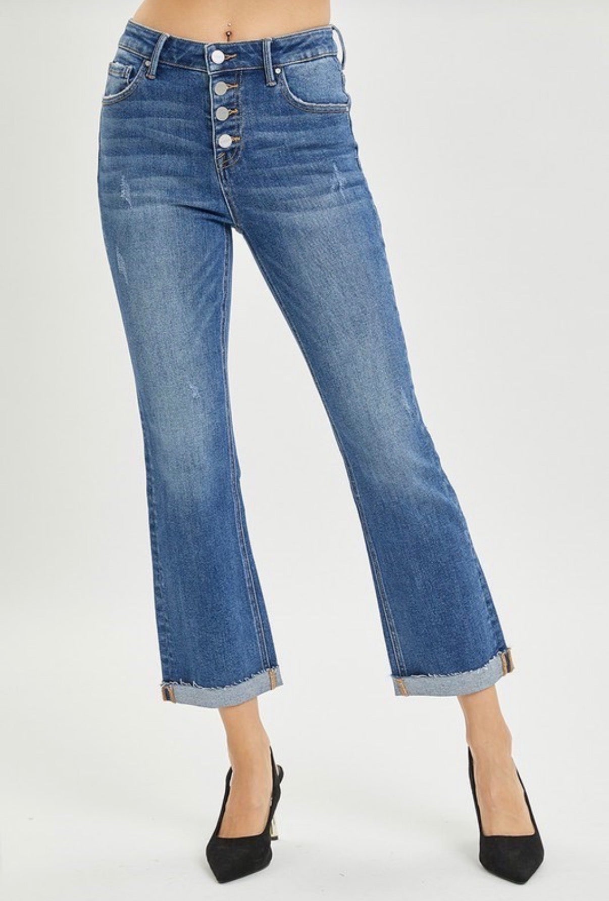 High Rise Button Fly Jeans