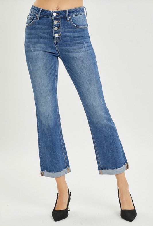 High Rise Button Fly Jeans