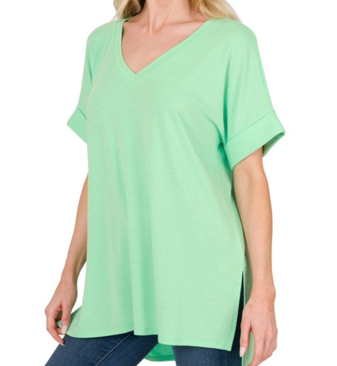 Rolled Short Sleeve Top