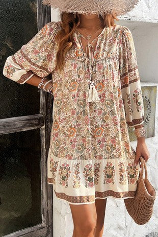 Cream Printed Dress