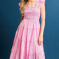 Pink Midi Smocked Dress