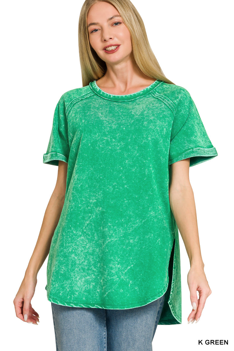 Acid Wash Short Sleeve Top