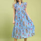 Block Floral Print Midi Dress