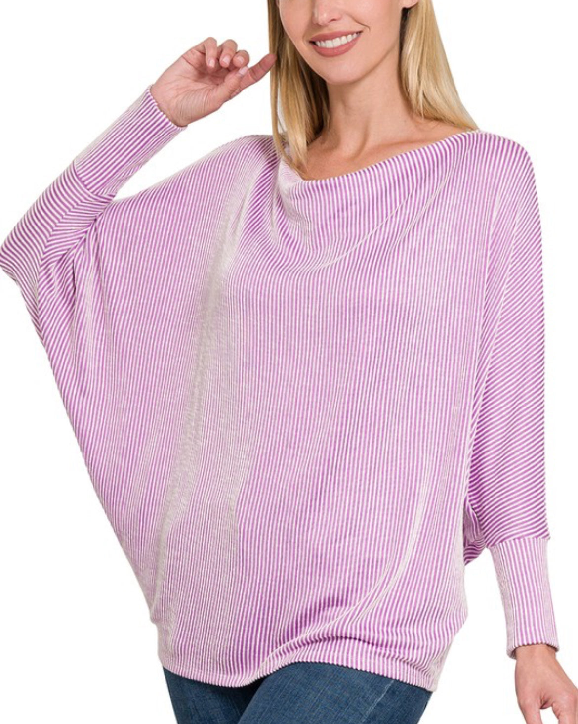 Ribbed Dolman Long Sleeve Top