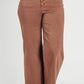 Coffee Brown Wide Leg Button Front Stretch Pants