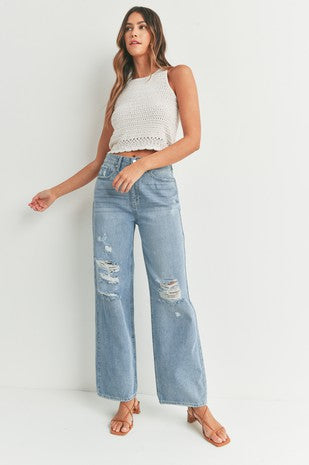 Distressed Wide Leg Jeans