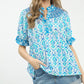Mix Boho Puff Sleeve Smocked Top