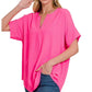 Neon Pink Woven Top
