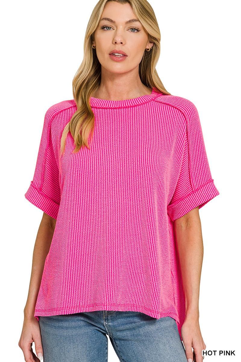 Ribbed Round Neck Top
