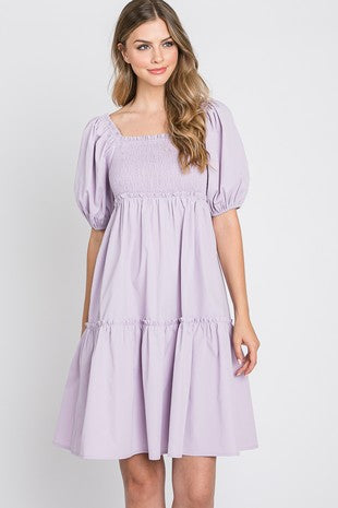 Lavender Puff Sleeve Dress