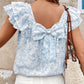 Blue Floral Bow Top