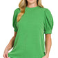 Ribbed Puff Sleeve Top