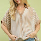 Stripe Collared Oversized Top
